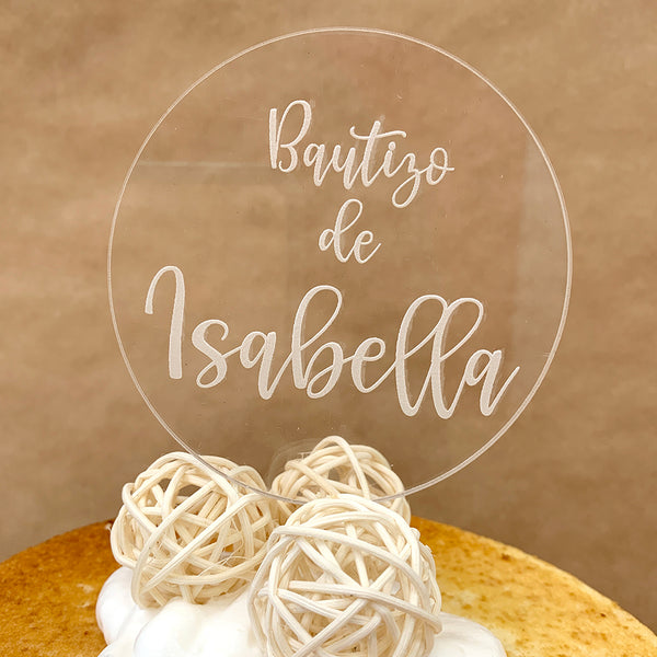 Cake topper acrílico para bautizo